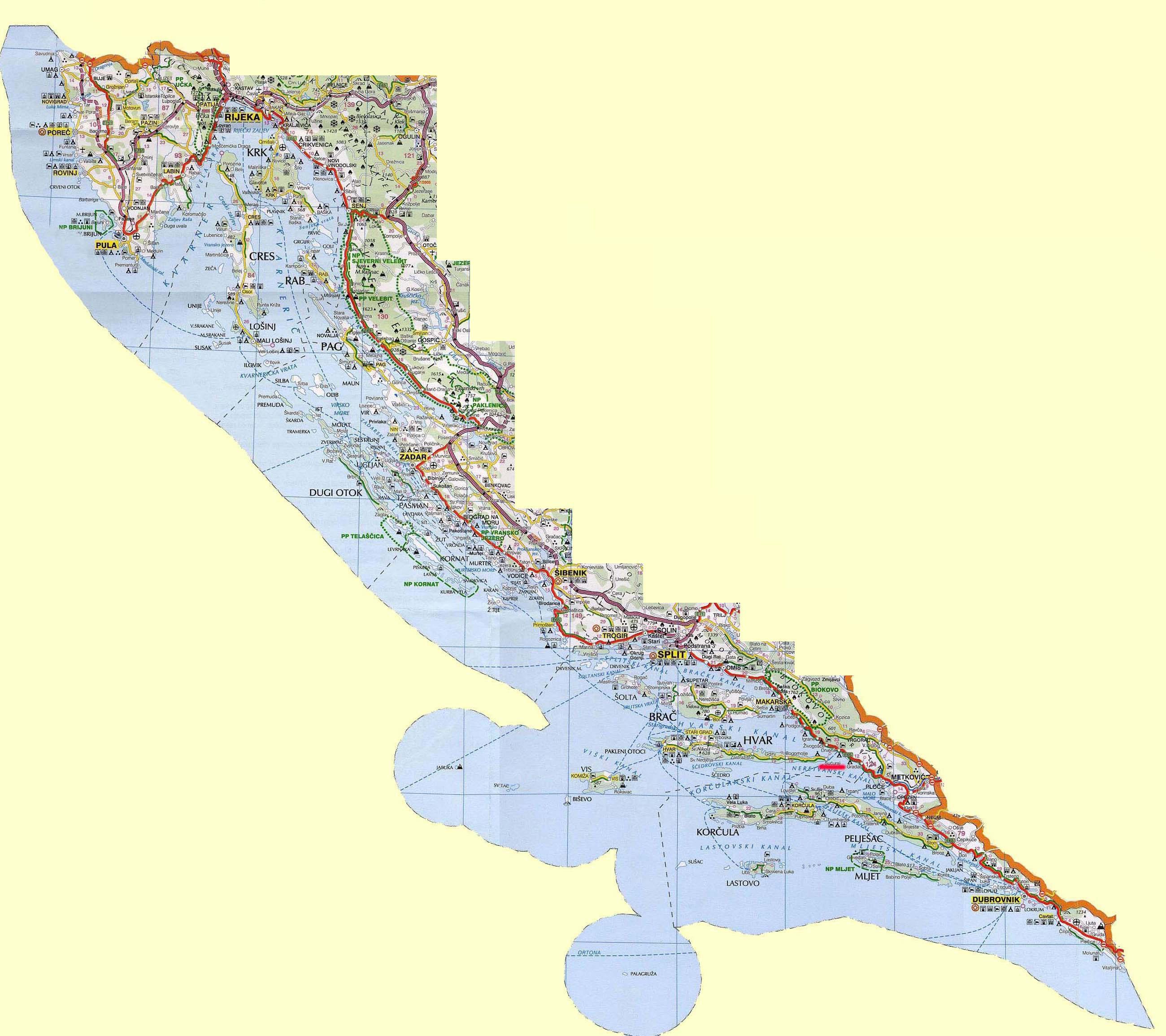 Mapa Hrvatske Obale Mapa Hrvatski Obali I Ostrva Južnoj Europi Evropi