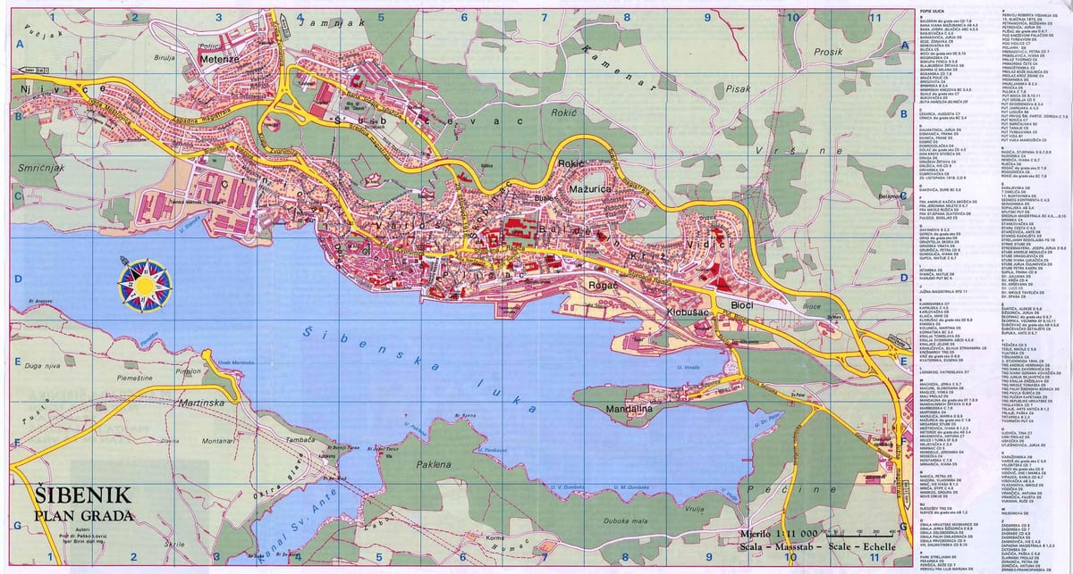 mapa šibenika hrvatska