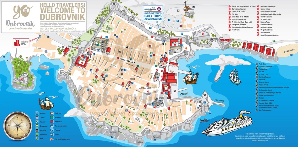 karta je stara grada dubrovniku hrvatska