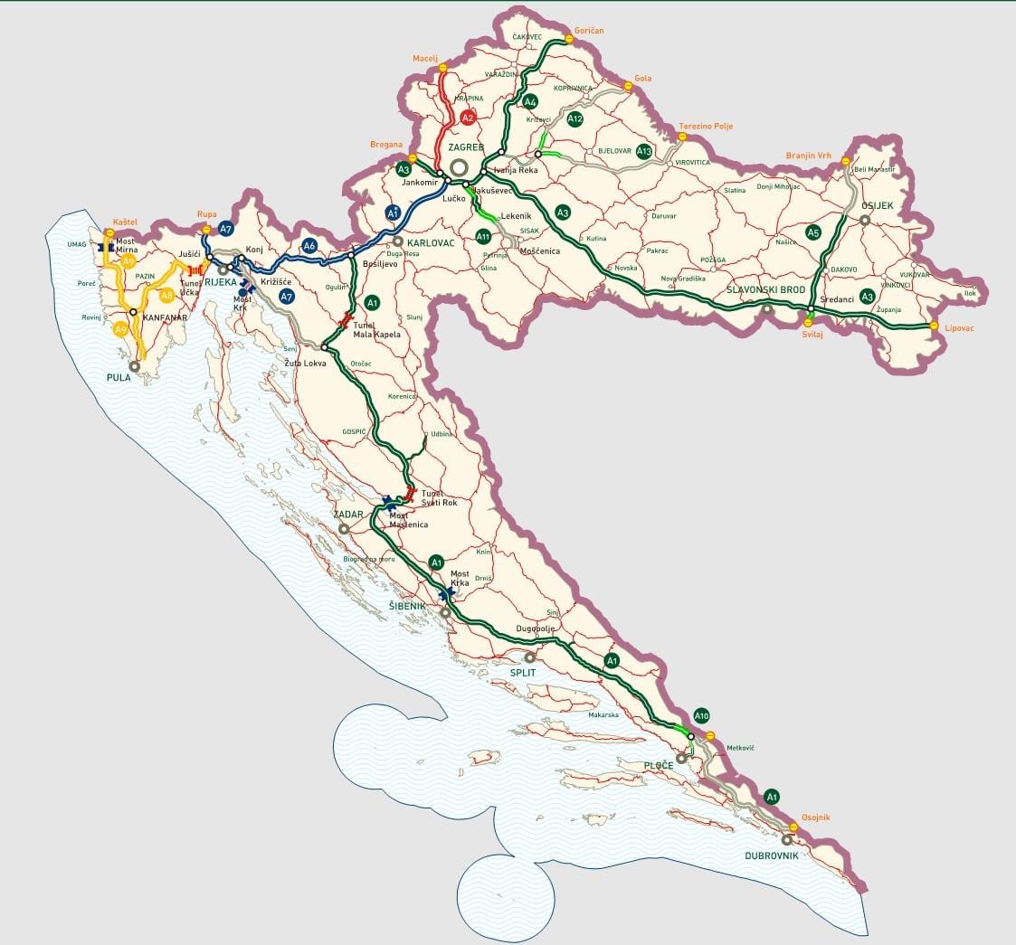 hrvatski autoputevi mapu