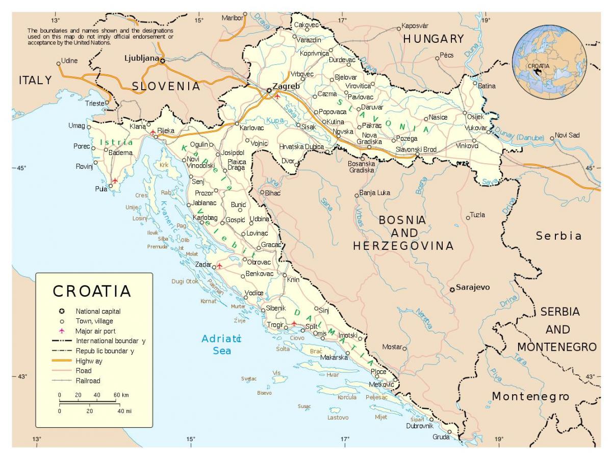 mapa hrvatske sa gradovima