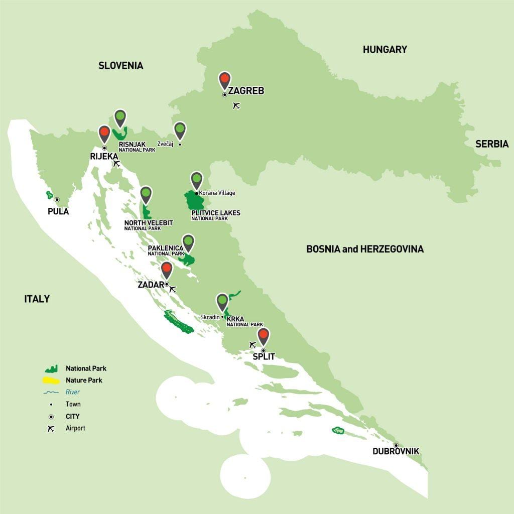 mapa hrvatske nacionalnih parkova 