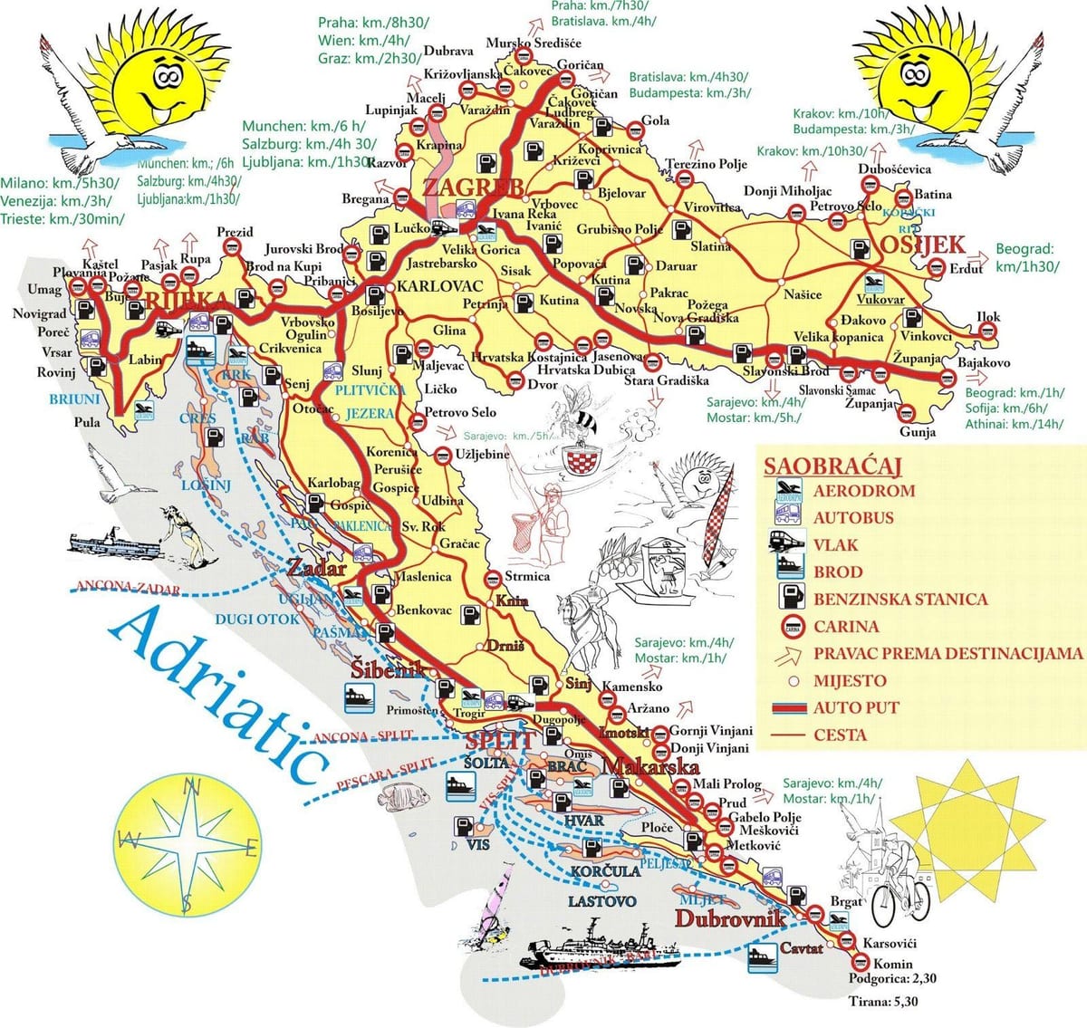 hrvatska destinacije mapu