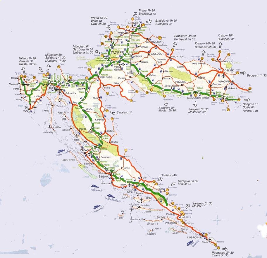 mapa hrvatske put