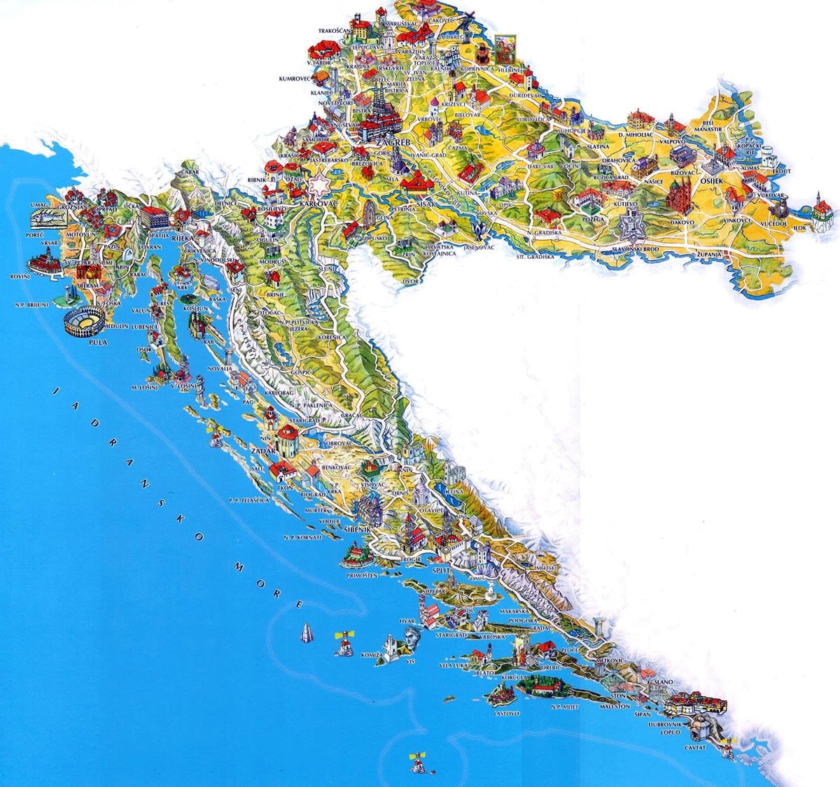 hrvatska mjesta za posjete mapu
