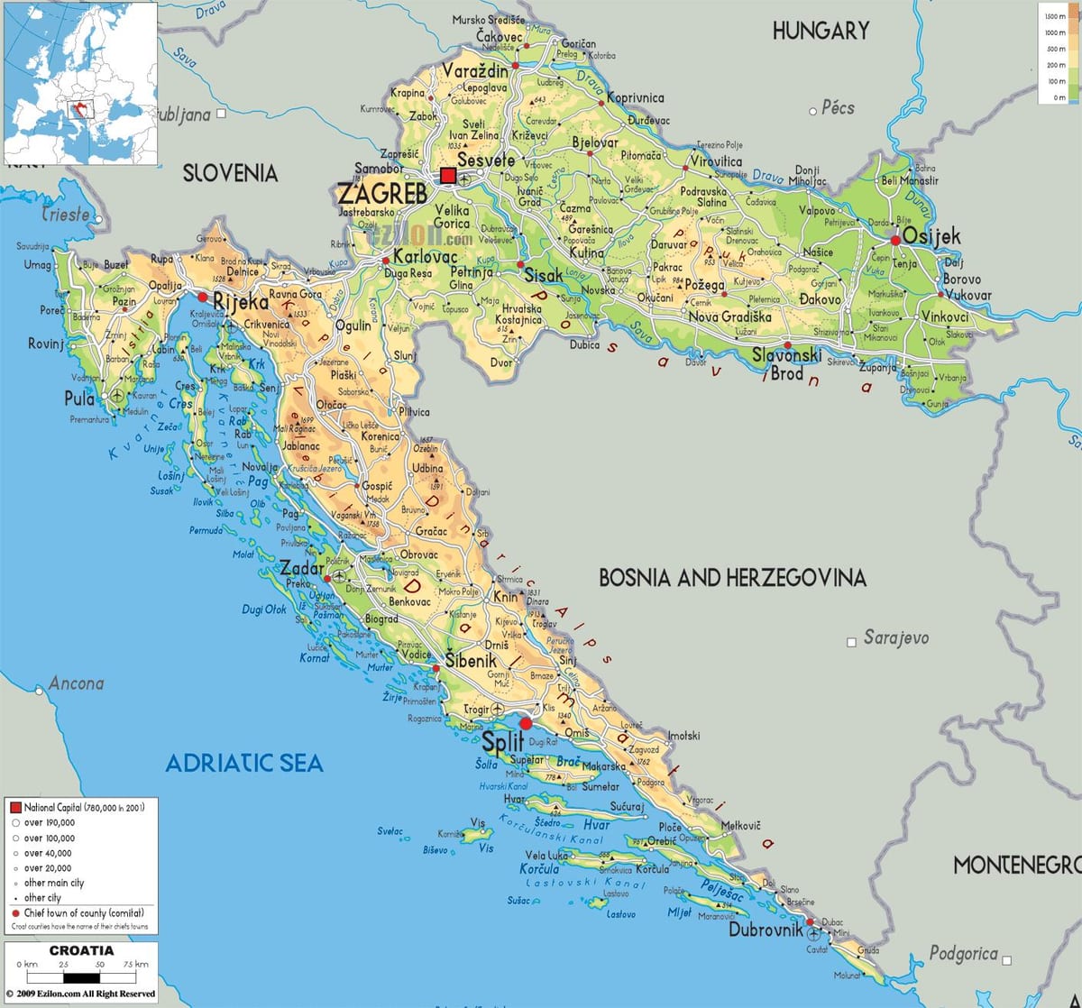 mapa hrvatske reke