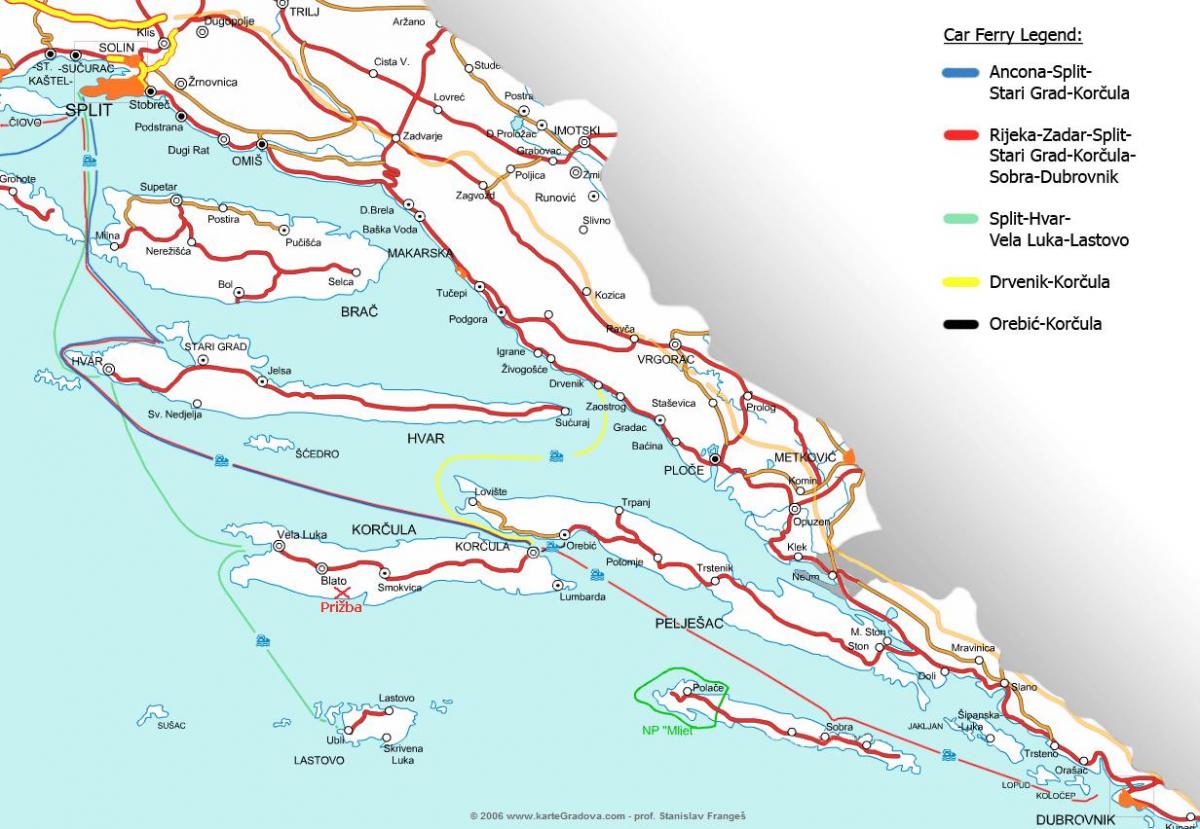 mapa hrvatske trajekt