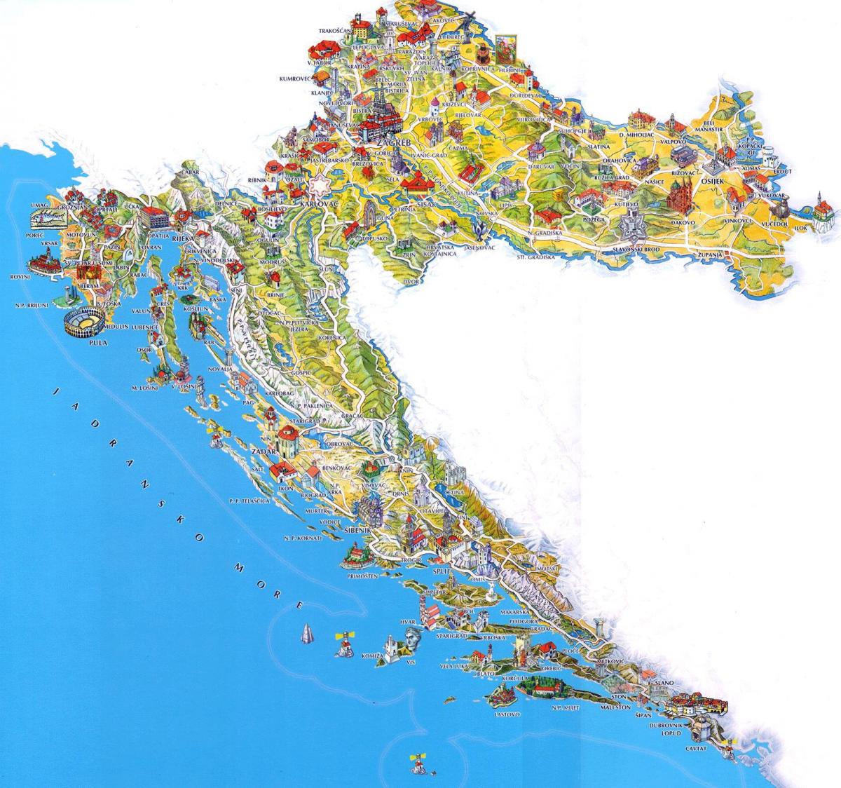hrvatska turističke atrakcije mapu