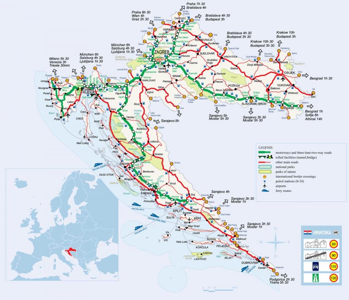 mapa hrvatske vozu