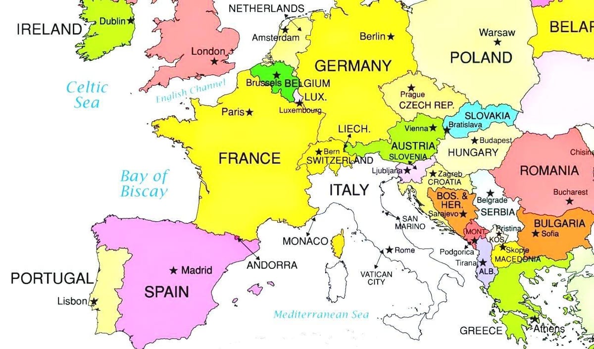 kartu europe pokazuje hrvatska