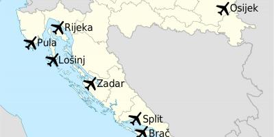 Mapa hrvatske pokazuje aerodrome
