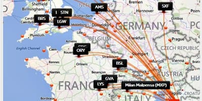 Hrvatska airlines destinacija mapu
